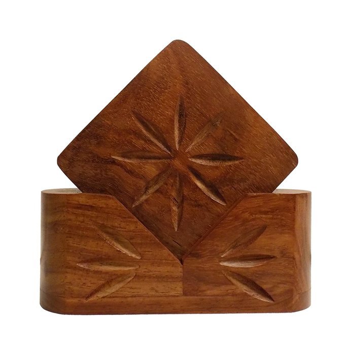 Crafts'man Handmade Beautiful Retro Wood Coaster Set N2