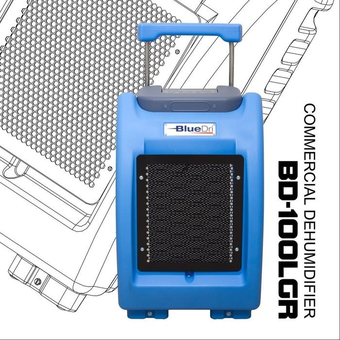 BlueDri BD-100LGR-BLUE 100-Pint AHAM High Performance Commercial Dehumidifier, Blue N4