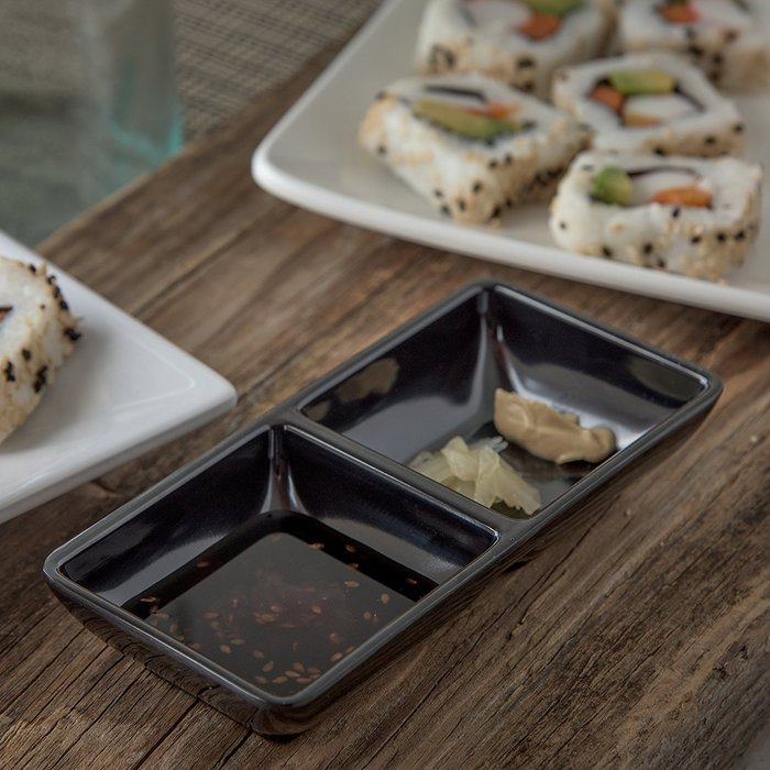 Carlisle 086203 Melamine Double Square Ramekin, 4-oz. Capacity, 5-3/4 x 2-3/4 x 1", Black (Case of 24)