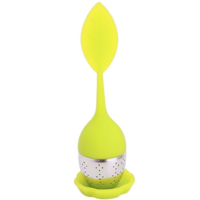 1 pc Food-grade Silicone & Stainless Steel Leaf Tea Leaf Strainer Herbal Spice Infuser Tea Filter