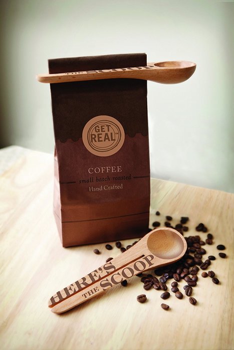 Talisman Designs Coffee Scoop & Clip, Solid Beechwood, Laser Etched Dog Collection