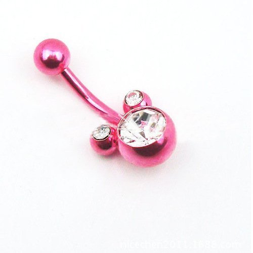 Kathy store INC 316l Surgical Steel Pink Fashion Mickey Umbilical Nails Anodized Titanium-plated Belly Button... N2
