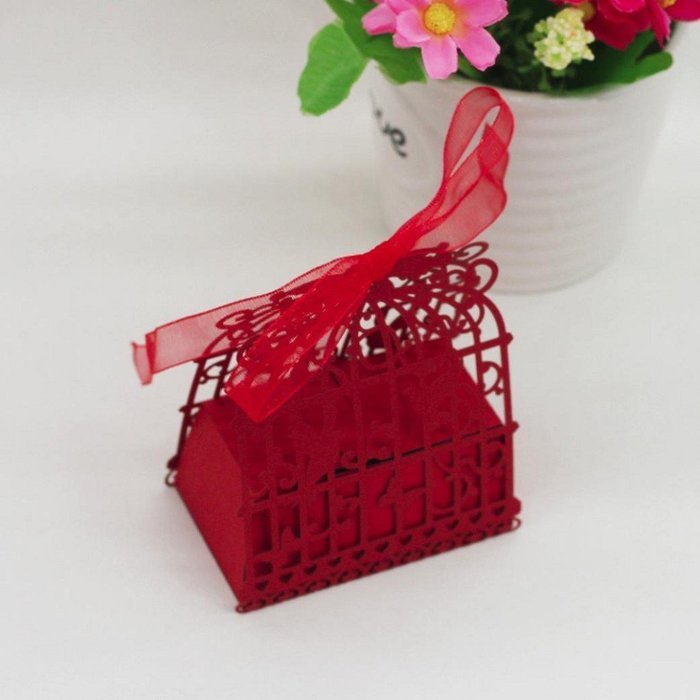 50PC Candy Box,Morecome Birdcage Flowers Laser Cut Favor Candy Box (Purple) N2
