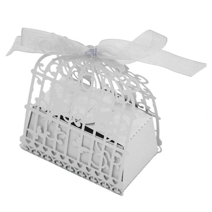 50PC Candy Box,Morecome Birdcage Flowers Laser Cut Favor Candy Box (Purple) N3