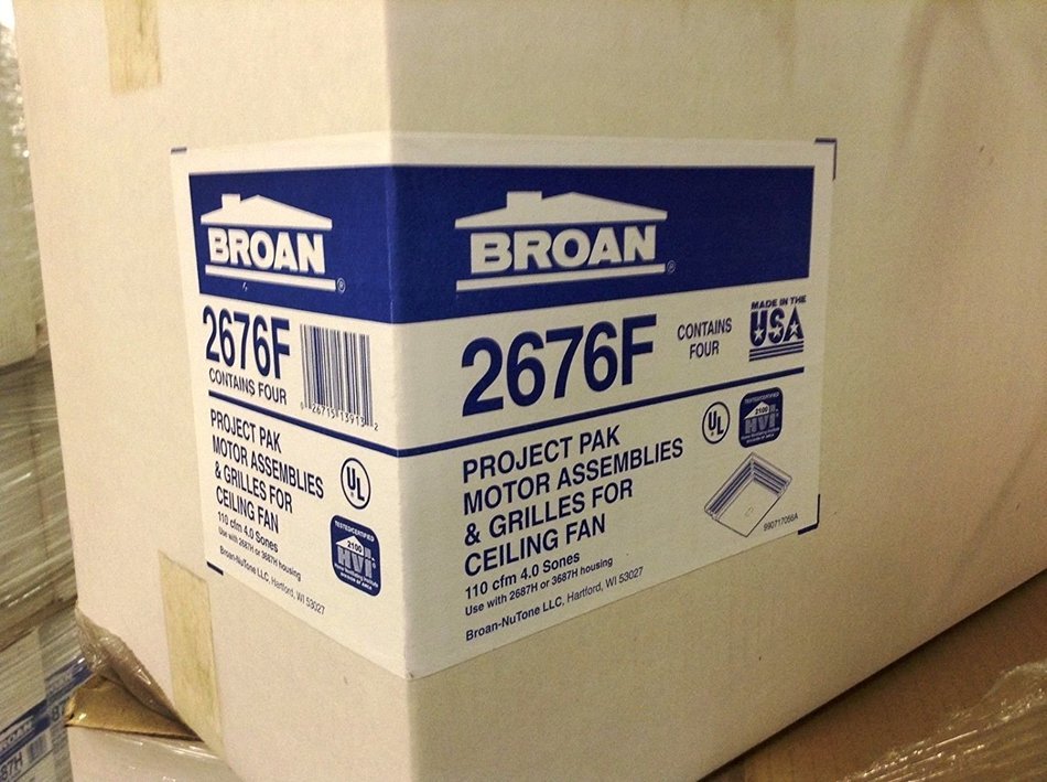 Broan 2676F Finish Pack. Motor Assembly and Grille. 110 CFM, 4.0 Sones N2