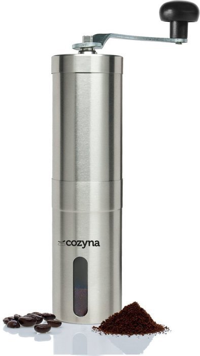 Manual Coffee Grinder with Ceramic Burr by Cozyna, Coffee Bean Grinder, Stainless Steel - Aeropress Compatible...
