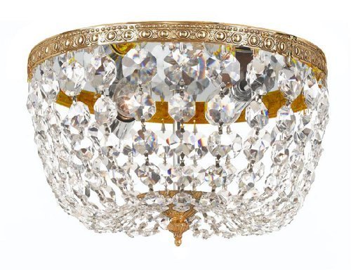 710-OB-CL-MWP Richmond 2LT Flush Mount, Olde Brass Finish with Clear Hand Cut Crystal by Gold Coast Lighting