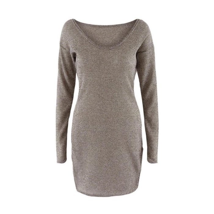 V-Neck Sweaters Dress,Morecome Womens Casual Long Sleeve Sweaters Dress (M) N3