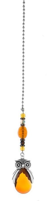 Amber Rhinestone & Silver Owl Fan Pull by Ganz