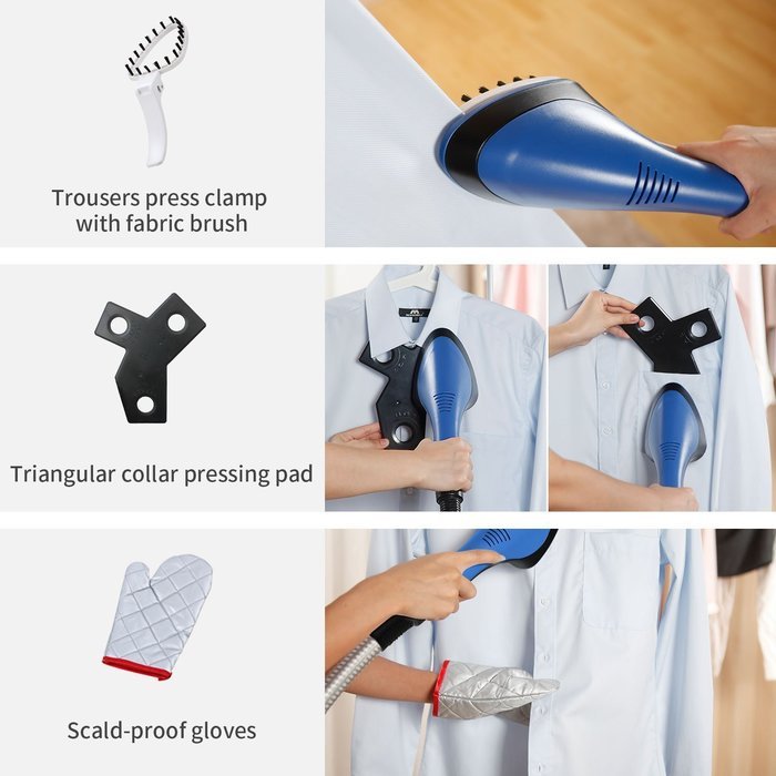 KAZOO 1500 ml Household Use Wrinkle Remover Clothes Fabric Garment Steamer Portable with Stand Blue