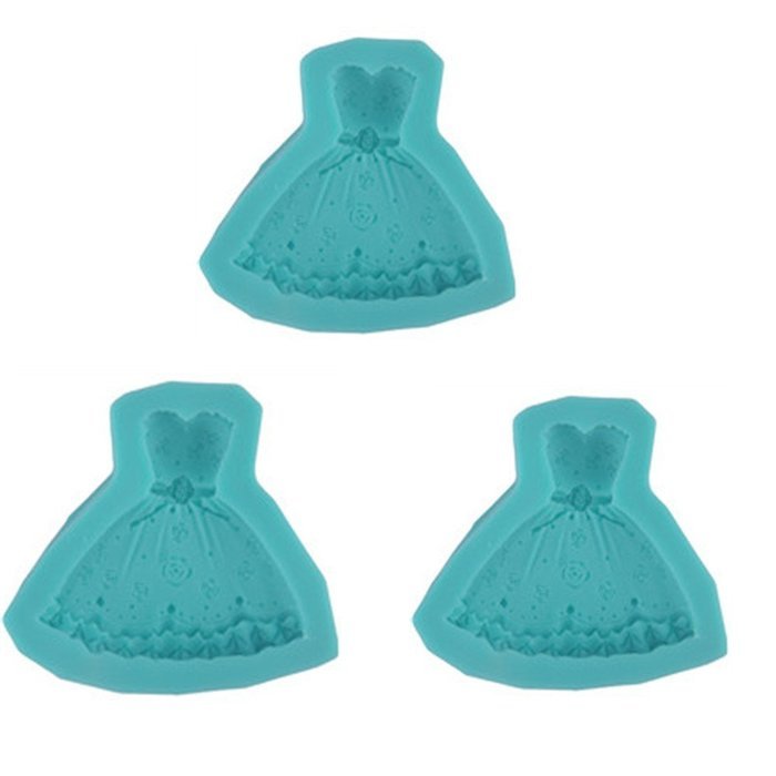 Yosoo 3d Wedding Princess Dress DIY Silicone Bakeware Mold Cake Mold Chocolate Mold (3 Pcs)