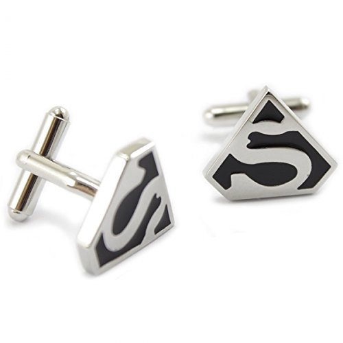 1 Pair Beautiful Fashion Cufflink for Men Silver & Black by Preciastore