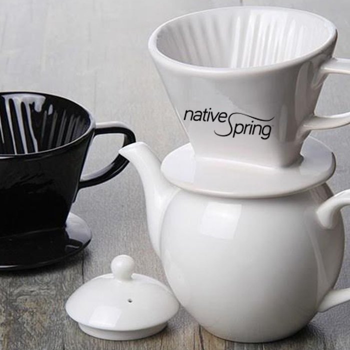 Native Spring Ceramic Coffee Pour Over Dripper Single Serve Gift Pack Includes Melitta Filters