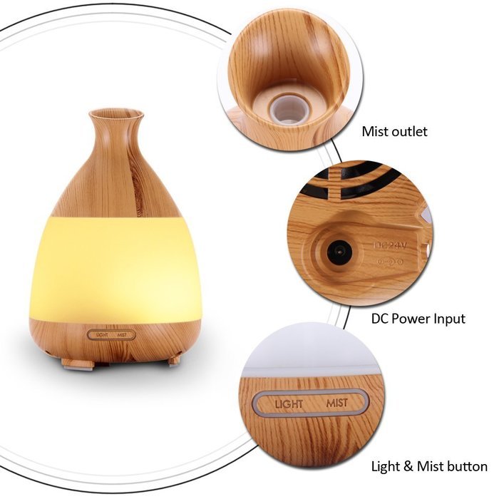 Sentexin 120ml Essential Oil Diffuser Wood Grain Mist Humidifier Aroma Diffuser with Colorful Led Light for Home... N3