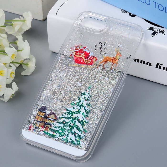 Badalink iPhone 7 Case (4.7") Christmas Tree Liquid Case Crystal Clear Hard PC Case Bling Shiny Glitter Liquid... N28