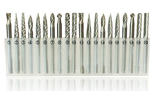 20pcs 3mm Shank Tungsten Steel Solid Carbide Rotary Files Diamond Burrs Set Fits Dremel Tool for Woodworking Drilling...