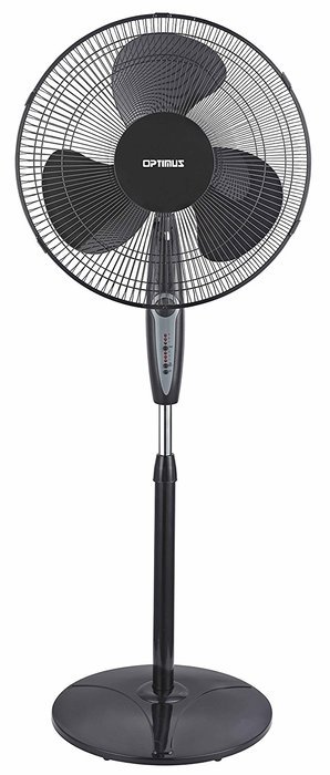 Optimus 16 Inch Oscillating Stand Fan with Remote Control, black