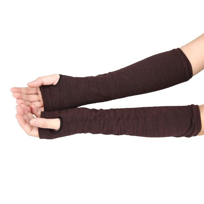 Long Fingerless Winter Wrist Arm Hand Warmer Knitted Mitten (Black) N7 free