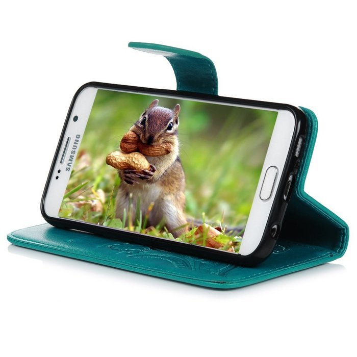 Galaxy S6 Case,Samsung Galaxy S6 Case - Wallet Flip Stand Case Embossed Plants PU Leather Case Shockproof Soft... N39