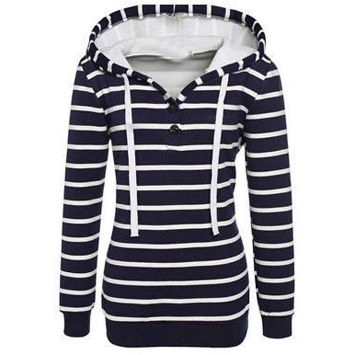 Pullover Tops,Morecome Womens Stripe Loose Casual Long Sleeve Hoodie Sweatshirt (S, Black) N5