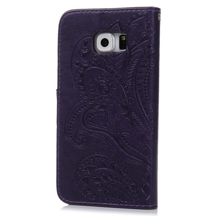 Galaxy S6 Case,Samsung Galaxy S6 Case - Wallet Flip Stand Case Embossed Plants PU Leather Case Shockproof Soft... N41