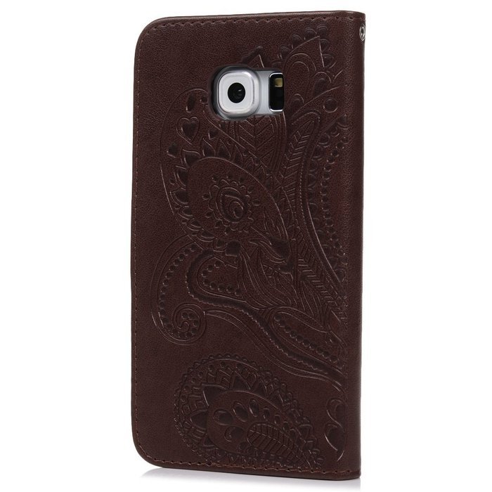 Galaxy S6 Case,Samsung Galaxy S6 Case - Wallet Flip Stand Case Embossed Plants PU Leather Case Shockproof Soft... N46