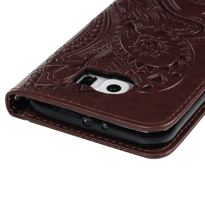 Galaxy S6 Case,Samsung Galaxy S6 Case - Wallet Flip Stand Case Embossed Plants PU Leather Case Shockproof Soft... N47