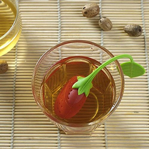 Cute Fashion Strawberry Silicone Herbal Spices Leaf Tea Infuser Strainer N2