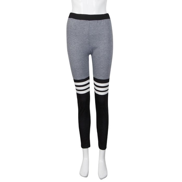 FAPIZI &hearts; Women Pants &hearts; Women Fitness Yoga Leggings High Waist Stripe Patchwork Skinny Push Up Pants (L, Black) N2
