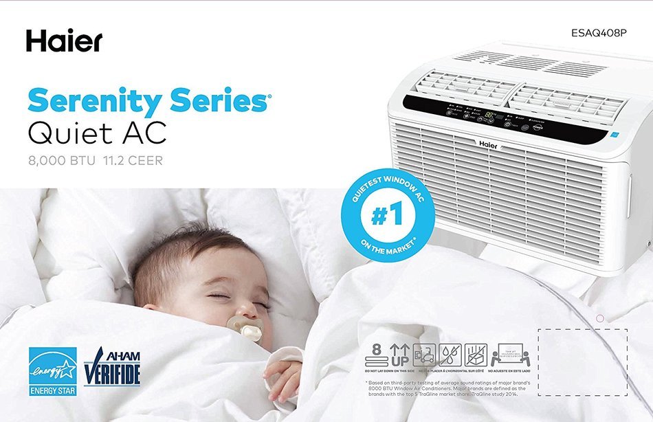Haier ESAQ408P Serenity Series 8000 BTU 115V Window Air Conditioner with LED Remote Control