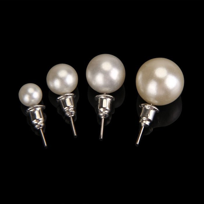 12 Pairs Cruncher Designs Fashion White Pearl Earrings New Women Ear Stud Beads N3