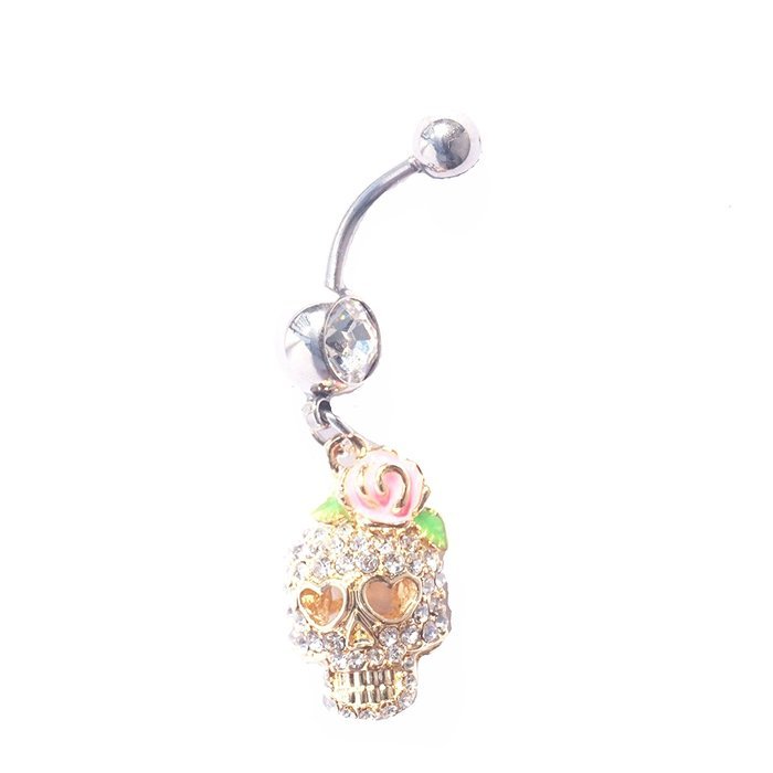 DEDEGUI 3D skull 14G Belly Button Navel Ring Body Piercing Jewelry