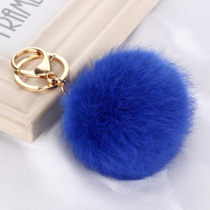 AutumnFall&reg; Rabbit Fur Ball Keychain Bag Plush Car Key Ring Car Key Pendant (Pink) N6