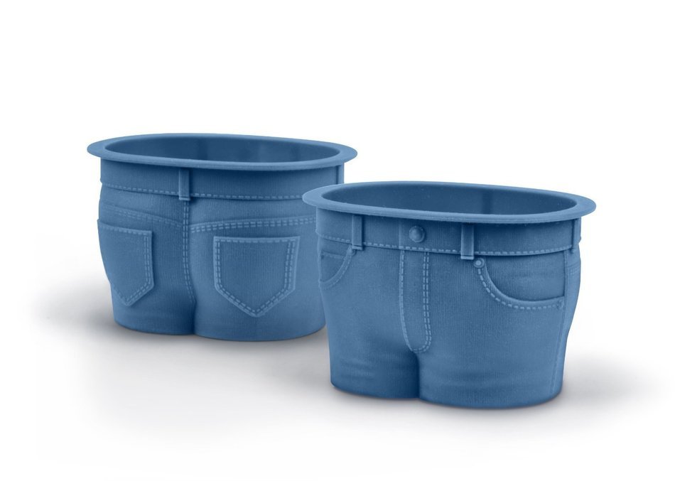 Set 6 Muffin Top Jeans Shape Silicone Baking Cups - As Batter Rises, Spills Over Waistband, Creates Muffin Top... N3