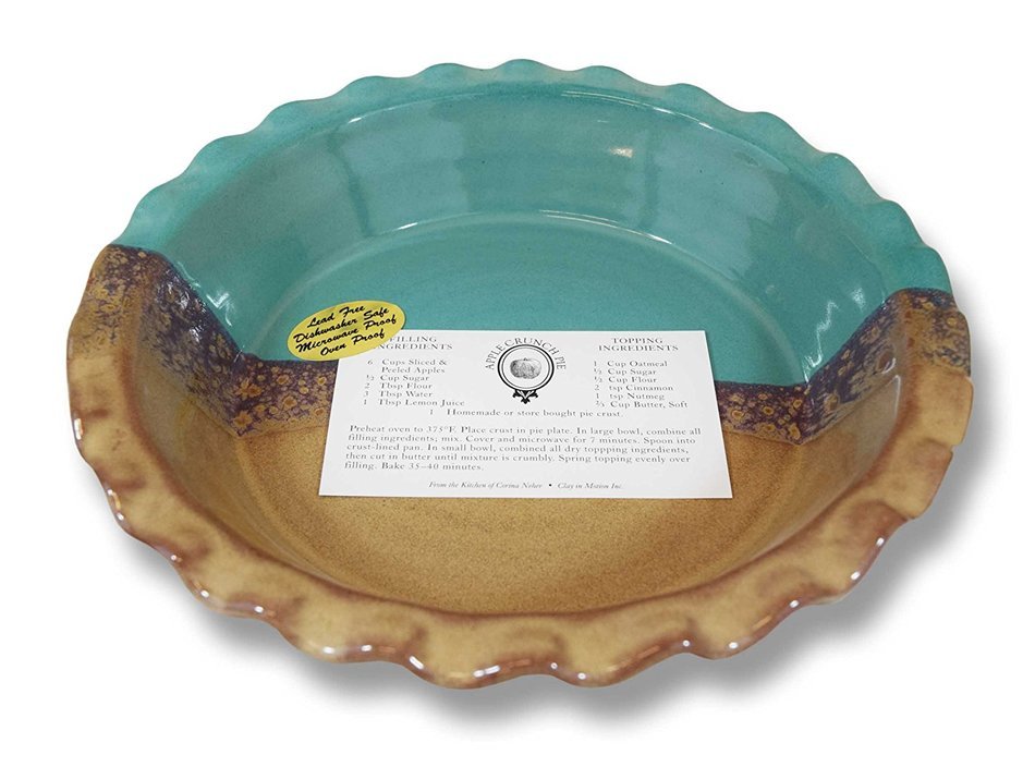 Clay In Motion Handmade Ceramic Deep Dish 9" Pie Plate - Island Oasis