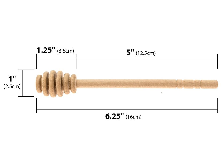 Honey Dipperz 2 PACK - 6" long (16cm) Wooden Honey Dipper Drizzler Stirring Stick, Spoon Rod Muddler Dispense