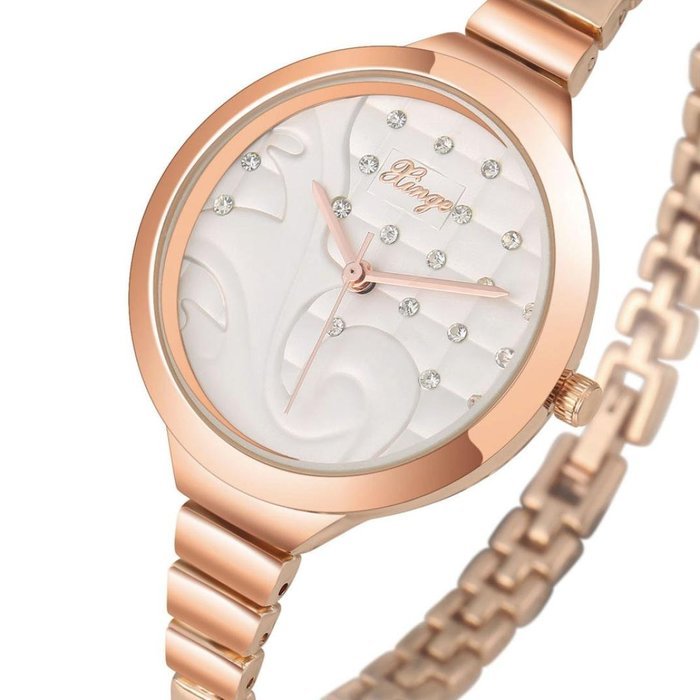 AutumnFall Women's Swarovski Crystal Accented Gold-Tone and Black Bangle Watch with Bracelet Set (609GB) N40