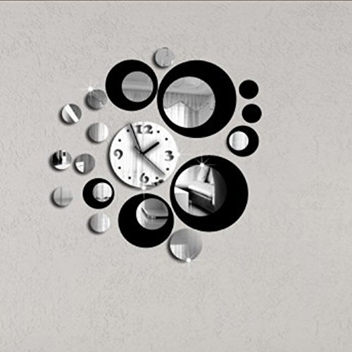 EverTrust(TM) real quartz watch wall double color new 3d home decor stickers diy vintage mirror clock Pastoral... N3