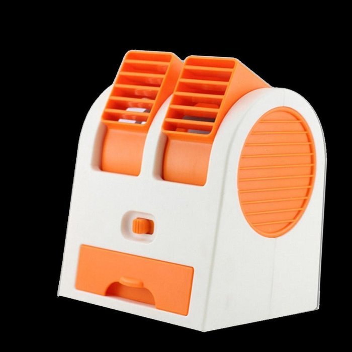 AMA(TM) Portable Dual Mini USB Battery Fan Car Vehicle Fan Air Conditioner Cooler (Orange) N7