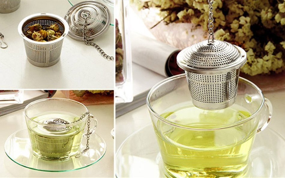 yueton 2pcs Stainless Steel Loose Leaf Tea Fine Mesh Infuser Strainer with Extended Chain N3