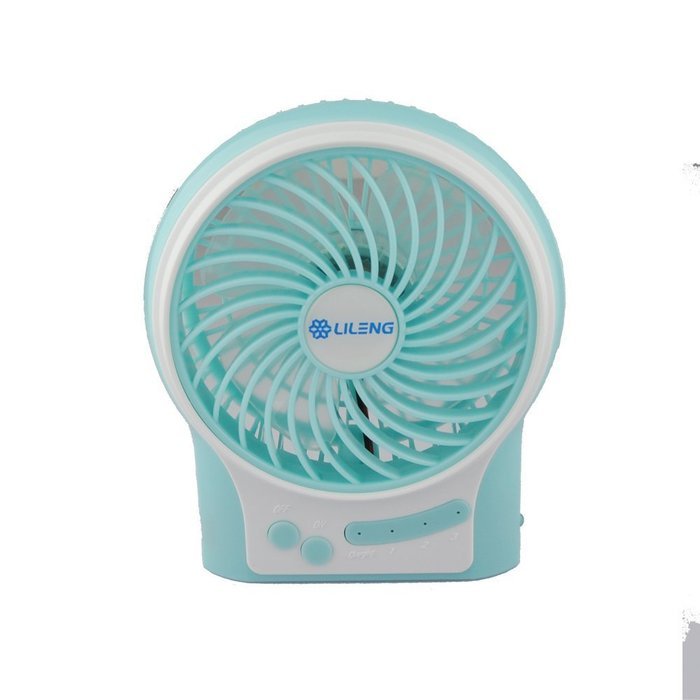 NewSilkRoad 4" Blue LED Light Mini Handy Portable USB Rechargeable Emergency Fan 4 blades, 3 Speeds with 18650... N7