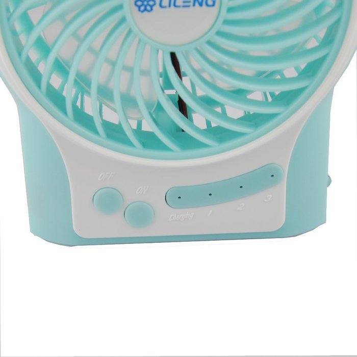NewSilkRoad 4" Blue LED Light Mini Handy Portable USB Rechargeable Emergency Fan 4 blades, 3 Speeds with 18650... N8