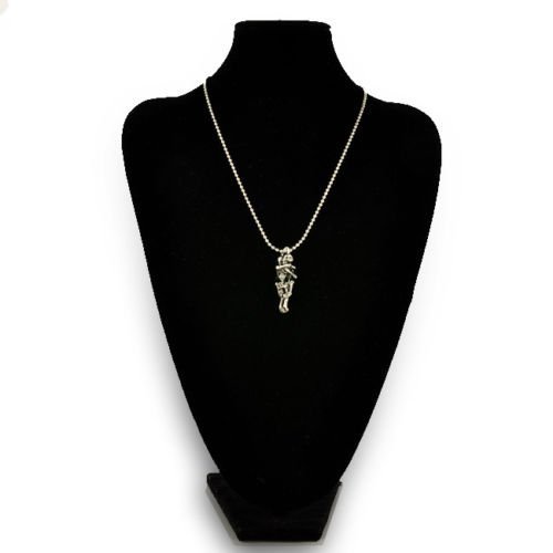 Men Infinity Tibetan Silver Black Stainless Steel Skull Pendant Chain Necklace N5