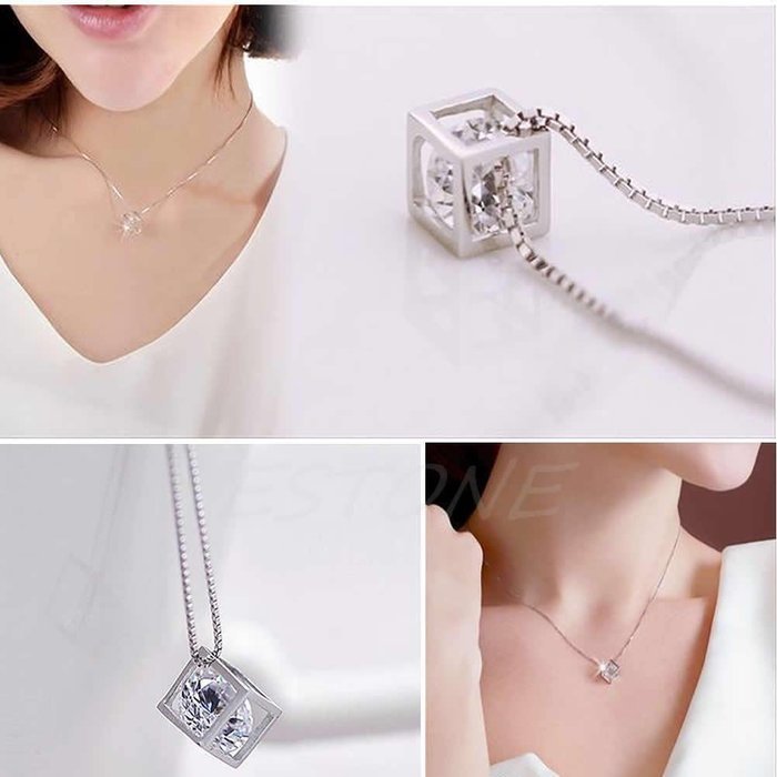 Fashion Women's Silver Plated Chain Crystal Rhinestone Pendant Necklace N N5