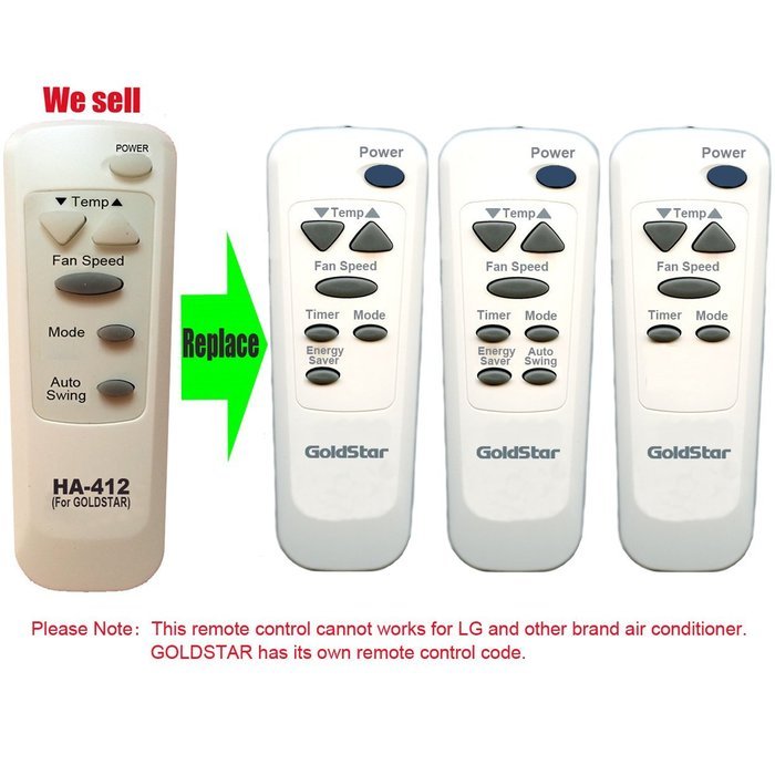 HA-412 Replacement for GoldStar Air Conditioner Remote Control 6711A90019A Works For BG5200ER GWHD6005R GWHD6500R...