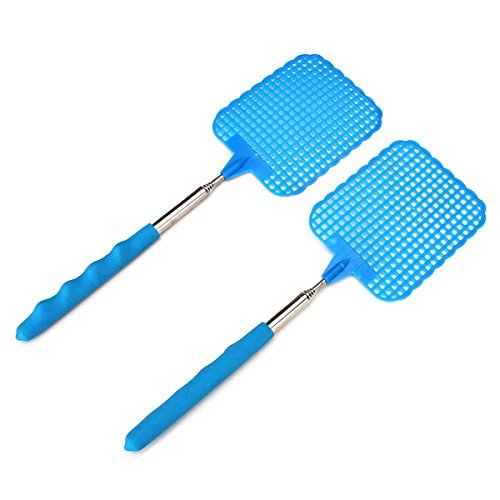 2pcs Adjustable Collapsible ABS & Stainless Fly Swatter Plastic Flapper N3