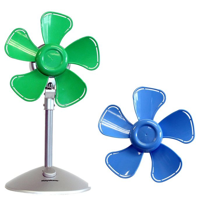 Keystone KSTFF100ABN Flower Fan with Interchangeable Heads, 10-Inch, Blue/Green N7