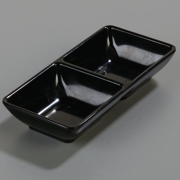 Carlisle 086203 Melamine Double Square Ramekin, 4-oz. Capacity, 5-3/4 x 2-3/4 x 1", Black (Case of 24) N2