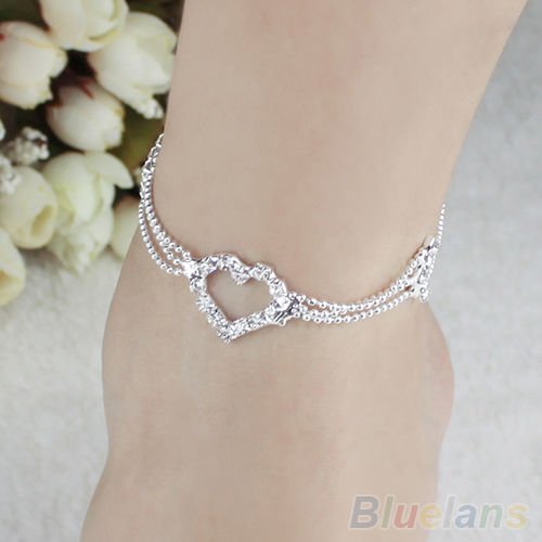 New Charm Silver Plated Bead Anklet Ankle Bracelet Chain Crystal Fashion Jewelry N4