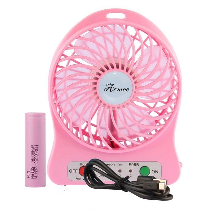 Acmee&reg; 4-inch Mini Hand Held Portable USB Fan Powered by Premium 2600mAh 18650 Lithium Rechargeable Battery, 4... N9